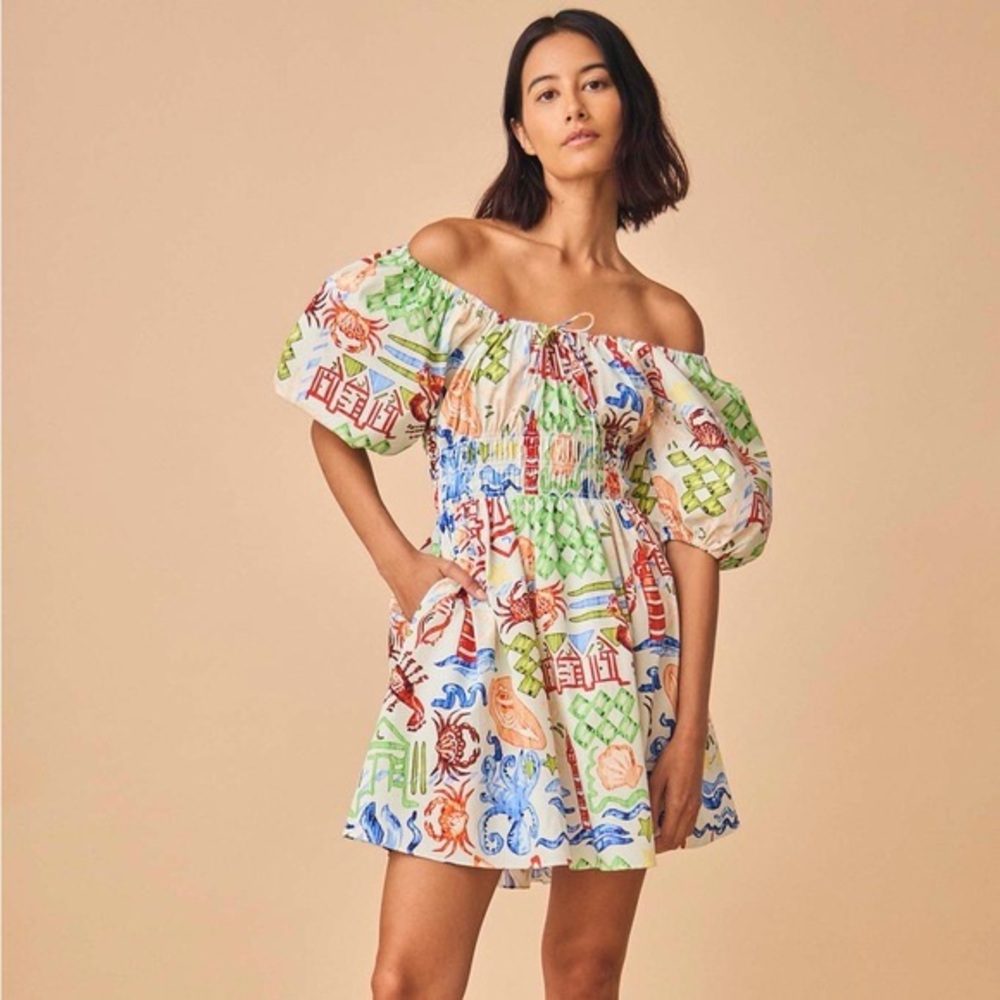 HUNTER BELL Drew Marine Print Mini Dress 🦀 🦞